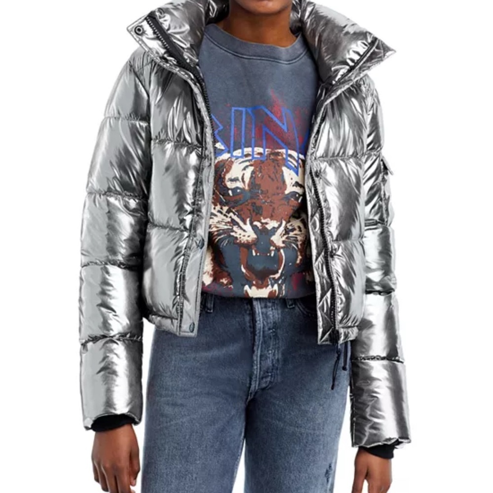Like New AQUA Metallic Puffer Coat - 100% Exclusive SZ L
